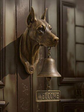 Doberman Welcome Doorbell Wall Mount Metal Bell for Inside or Outside